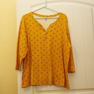 Kim Rogers V-Neck 3/4 Sleeve Cotton Tee 2X